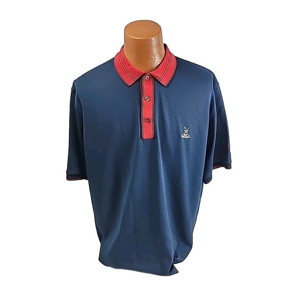 Oscar‎ Jacobson Golf Polo Men's 2XL Blue Embroidered 1851 Prestwick Smartwool
